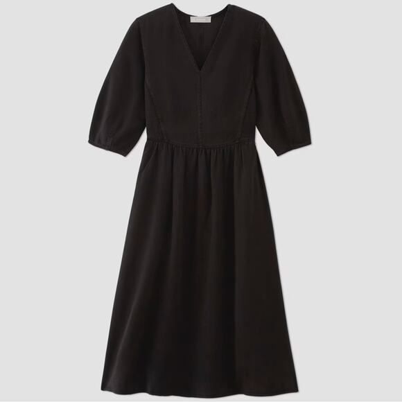 Everlane TENCEL Puff Sleeve Black Midi Dress Size Medium NWT Soft Lightweight - Picture 4 of 11